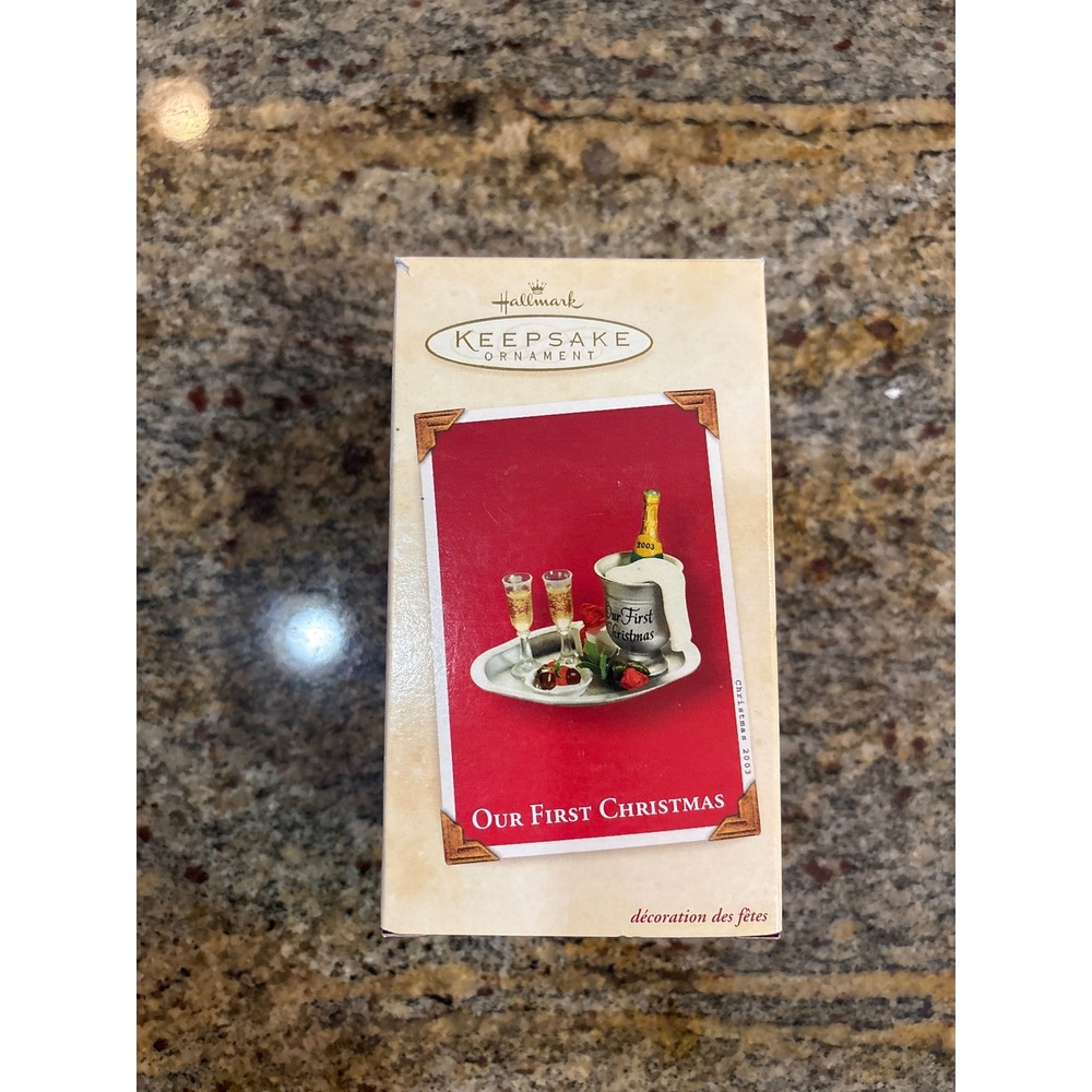 Hallmark Keepsake Ornament 2003 Our First Christmas Champagne Bucket Silver Tray